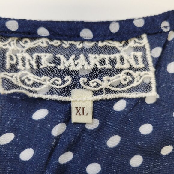 NEW Blue and White Polka Dot Rayon Romper Dress  Size L  Size XL - nwot - Picture 14 of 16
